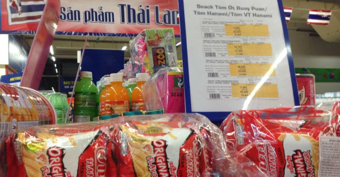 Hàng Thái bày bán tại siêu thị Metro Hà Đông. Ảnh: N.Thảo