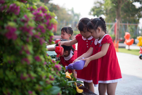 Các em được trải nghiệm công việc thực tế của người nông dân.