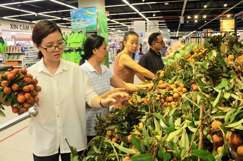 Nông sản Việt bày bán trong Lotte Mart.